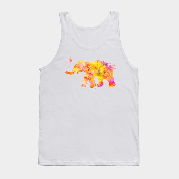 Yellow Baby Elephant Watercolor Painting Tank Top by Miao Miao Design